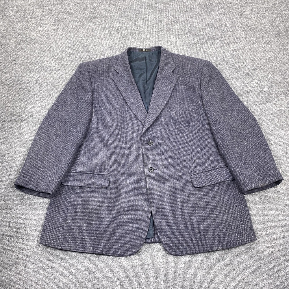 Towncraft Sport Coat Mens 48R Blue‎ Tweed Wool Herringbone Two Button